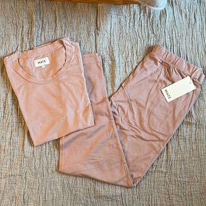 Mate the label Tencel Sleep Pant and T-shirt in rose